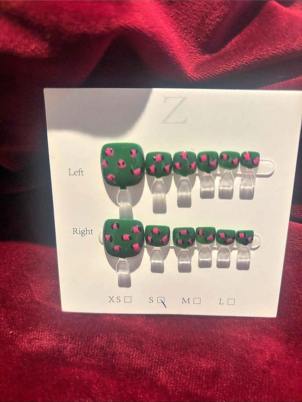 Green & Pink Floral Press-On Nails NWT